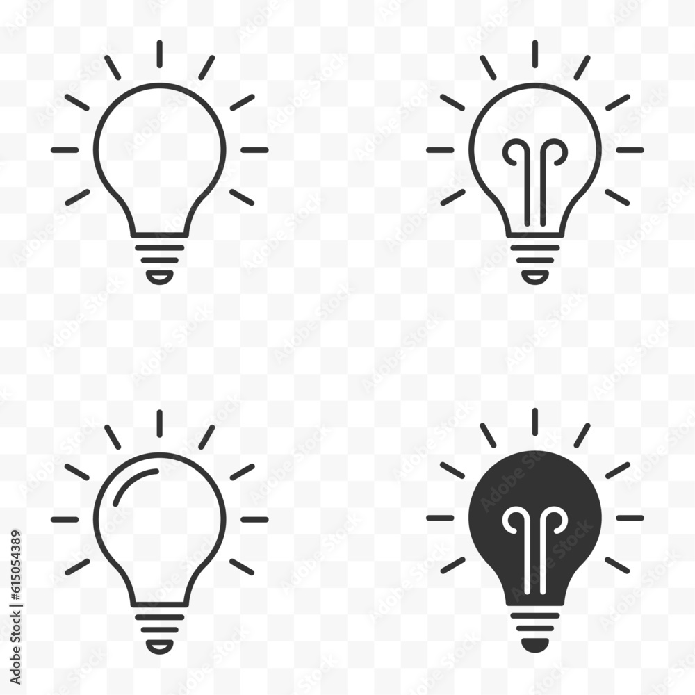 Light bulb icon design on transparent background. Easily editable line art. Vector stock. Light bulb icon design on transparent background. Easily editable line art. Vector stock.