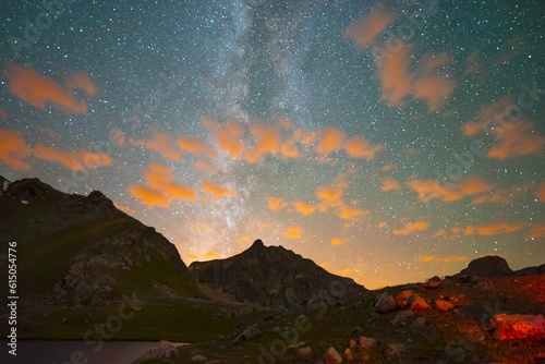 At the summit, the Milky Way and the clouds.