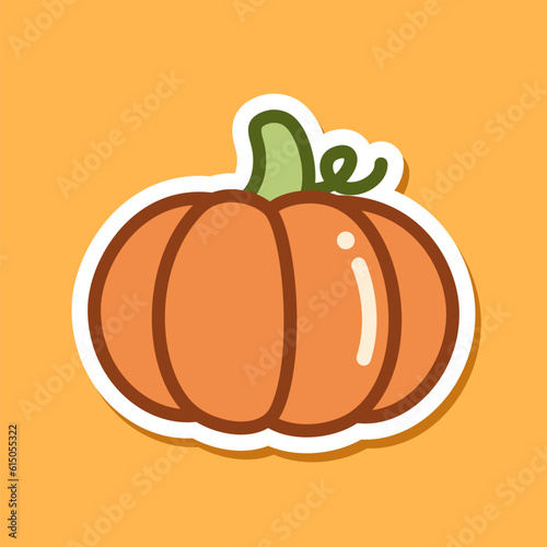 Cute pumpkin sticker vector illustration