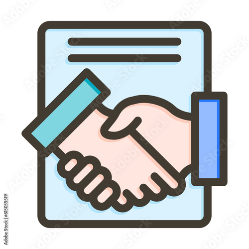 Contract Vector Thick Line Filled Colors Icon Design