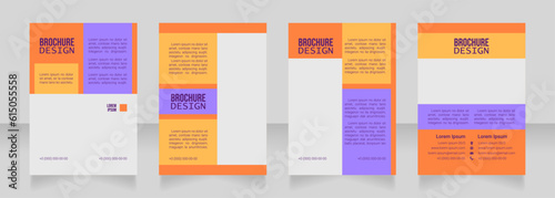 Volunteer project blank brochure design. Template set with copy space for text. Premade corporate reports collection. Editable 4 paper pages. Bebas Neue, Lucida Console, Roboto Light fonts used photo