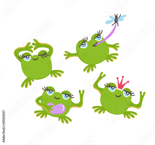 Frogs collection. Cute vector set of frogs.