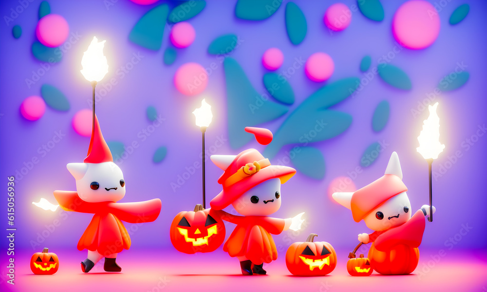 background image Pumpkins in pastel tone cute are celebrate the halloween festival 3d glowing. Happy Halloween pumpkins, cute ghost, trick fantasy fun party, Online, Generative AI, illustration. background image Pumpkins in pastel tone cute are celebrate the halloween festival 3d glowing. Happy Halloween pumpkins, cute ghost, trick fantasy fun party, Online, Generative AI, illustration.