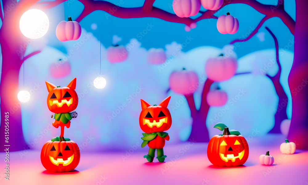 background image Pumpkins in pastel tone cute are celebrate the halloween festival 3d glowing. Happy Halloween pumpkins, cute ghost, trick fantasy fun party, Online, Generative AI, illustration. background image Pumpkins in pastel tone cute are celebrate the halloween festival 3d glowing. Happy Halloween pumpkins, cute ghost, trick fantasy fun party, Online, Generative AI, illustration.