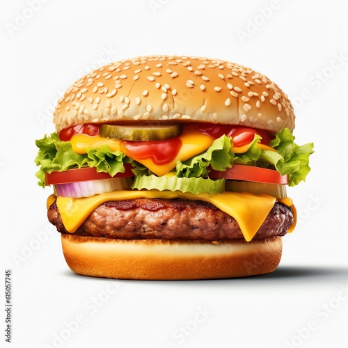 Cheeseburger with all the toppings white