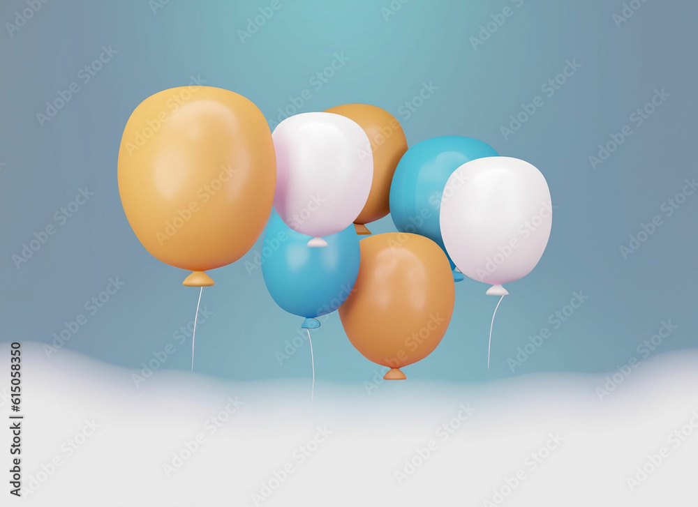 Children's party colorful balloons on white background