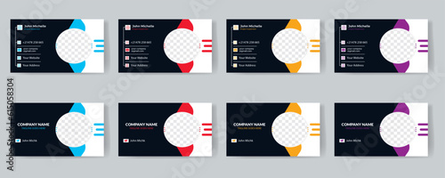Double-sided modern creative corporate business card template. Portrait and landscape orientation. Horizontal and vertical layout. Vector illustration