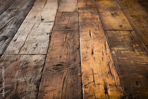 Rustic reclaimed wood floor with natural textures and grain Generative AI