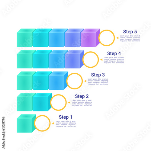 Skills proficiency levels infographic chart design template. Abstract infochart with copy space. Instructional graphics with 5 step sequence. Visual data presentation. Roboto Medium, Light fonts used
