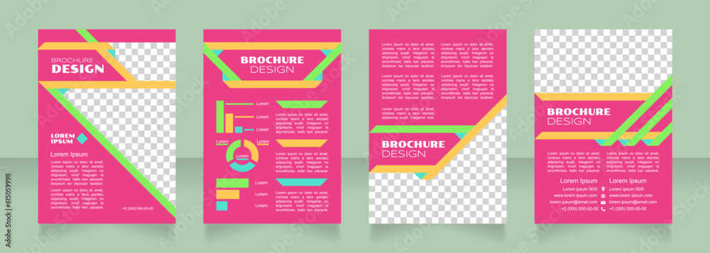 Economic growth blank brochure design. Template set with copy space for text. Premade corporate reports collection. Editable 4 paper pages. Syncopate, Poller One, Arial Regular fonts used