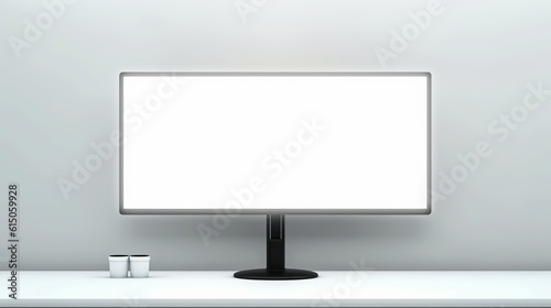 Desktop screen mockup, office background, Generative Ai photo
