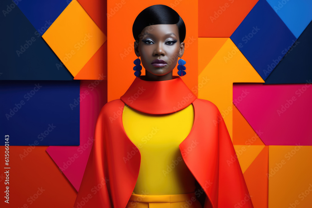 Φωτογραφία Beauty young african american girl in fashion clothing posing colorful background