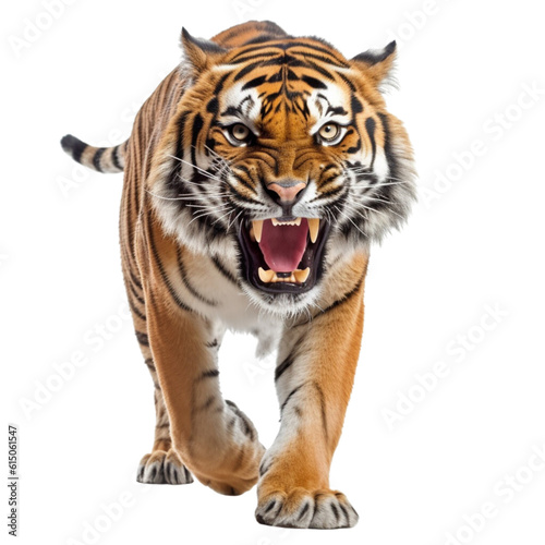 Print op canvas predatory tiger transparent background, png