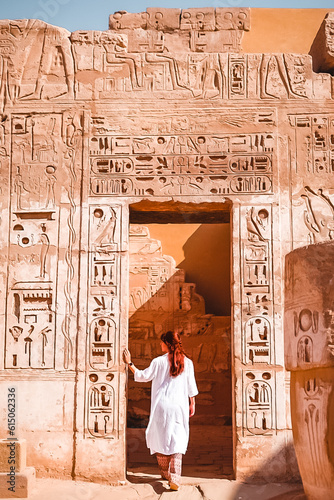 woman dressing in white exploring the wonders of egypt