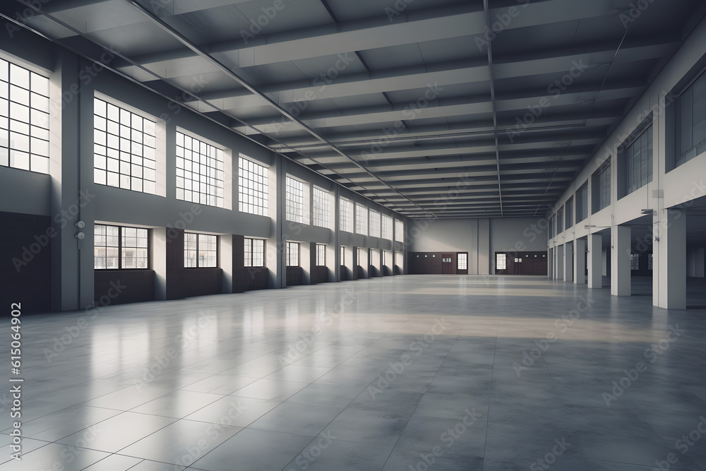 Modern empty hall. Generative AI
