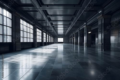 Modern empty hall. Generative AI © PIRMYN