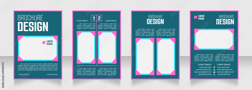 Graphic design study blank brochure design. Template set with copy space for text. Premade corporate reports collection. Editable 4 paper pages. Smooch Sans Light, Bold, Arial Regular fonts used
