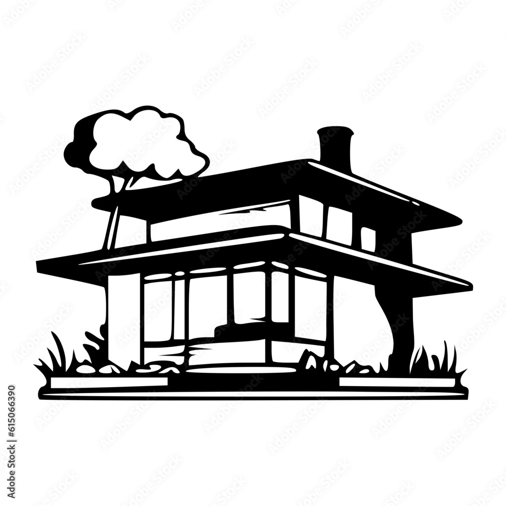 Naklejka premium Modern house icon monochrome vector illustration