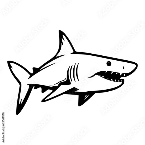 Shark black outlines monochrome vector illustration