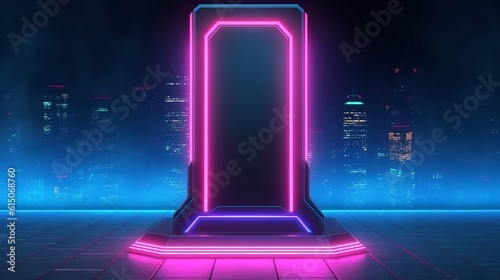 A background with neon lights to promote gamer products and services. Generative AI.