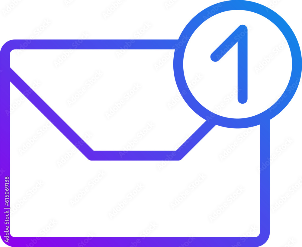 Email notification pixel perfect gradient linear vector icon. Inbox letter. Communication channel. Business tools. Thin line color symbol. Modern style pictogram. Vector isolated outline drawing Email notification pixel perfect gradient linear vector icon. Inbox letter. Communication channel. Business tools. Thin line color symbol. Modern style pictogram. Vector isolated outline drawing