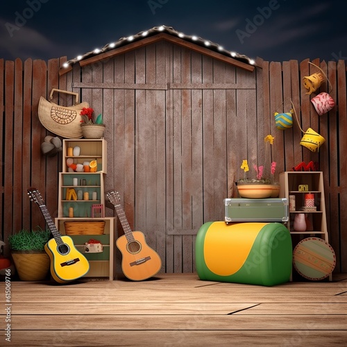 A beautiful background to promote farm party. June Party. Generative Ai.