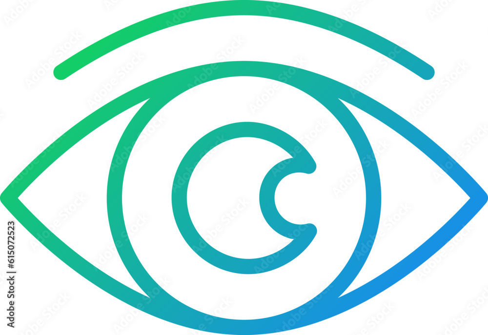 Eye pixel perfect gradient linear vector icon. Process monitoring and supervision. Spying malware. Vision on business. Thin line color symbol. Modern style pictogram. Vector isolated outline drawing