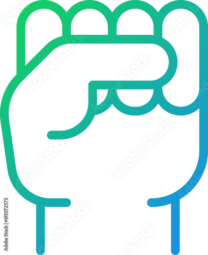 Raised fist yellow pixel perfect gradient linear vector icon. Gesture of protest and resistance. Political solidarity. Thin line color symbol. Modern style pictogram. Vector isolated outline drawing