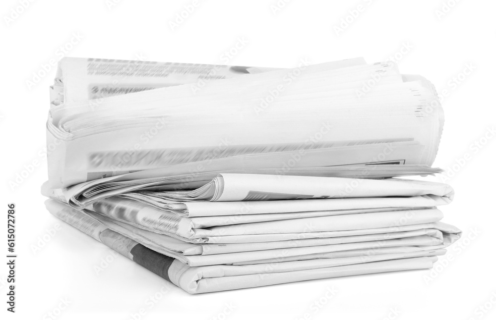 Newspapers stack on white background Newspapers stack on white background