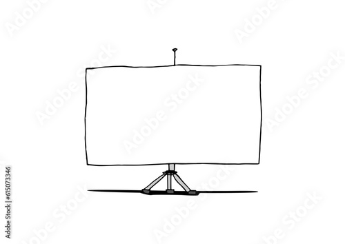 Screen projector, slide projector. Hand drawn ink strokes sketch style vector illustration isolated on white background.