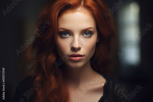 Image of young attractive woman with redhead