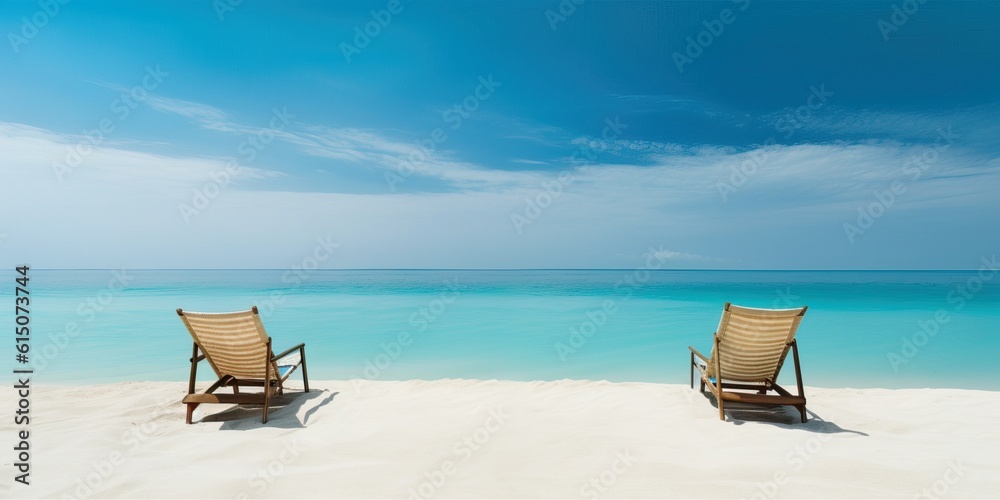 Tropical beach with hammocks with clear sky