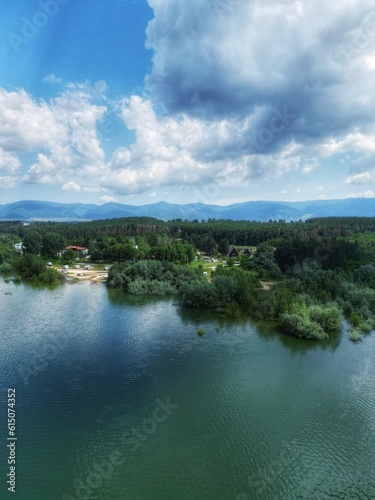 Water  lake  dam  beautiful scenery and clouds - near Kazanlak in Bulgaria 