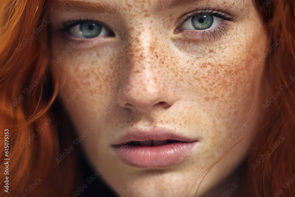Image of young attractive woman with redhead