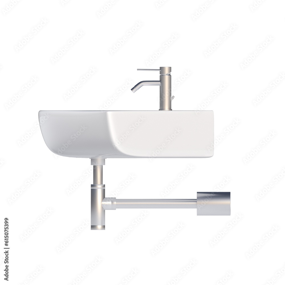 Washbasin isolated on white background, sink, 3D illustration, cg render