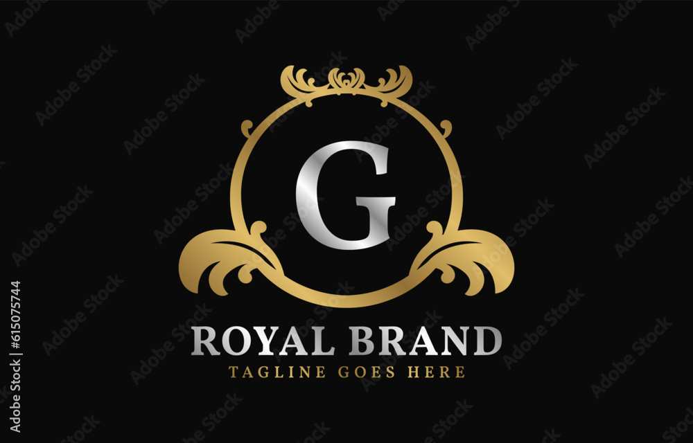 letter G royal brand luxurious circle frame initial vector logo design