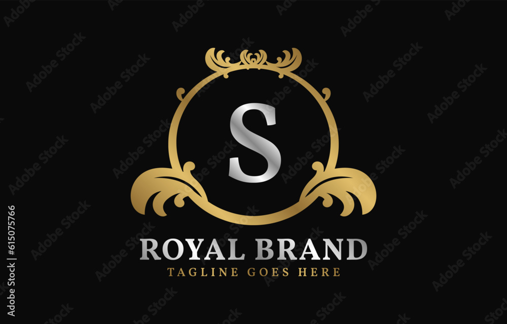 letter S royal brand luxurious circle frame initial vector logo design letter S royal brand luxurious circle frame initial vector logo design