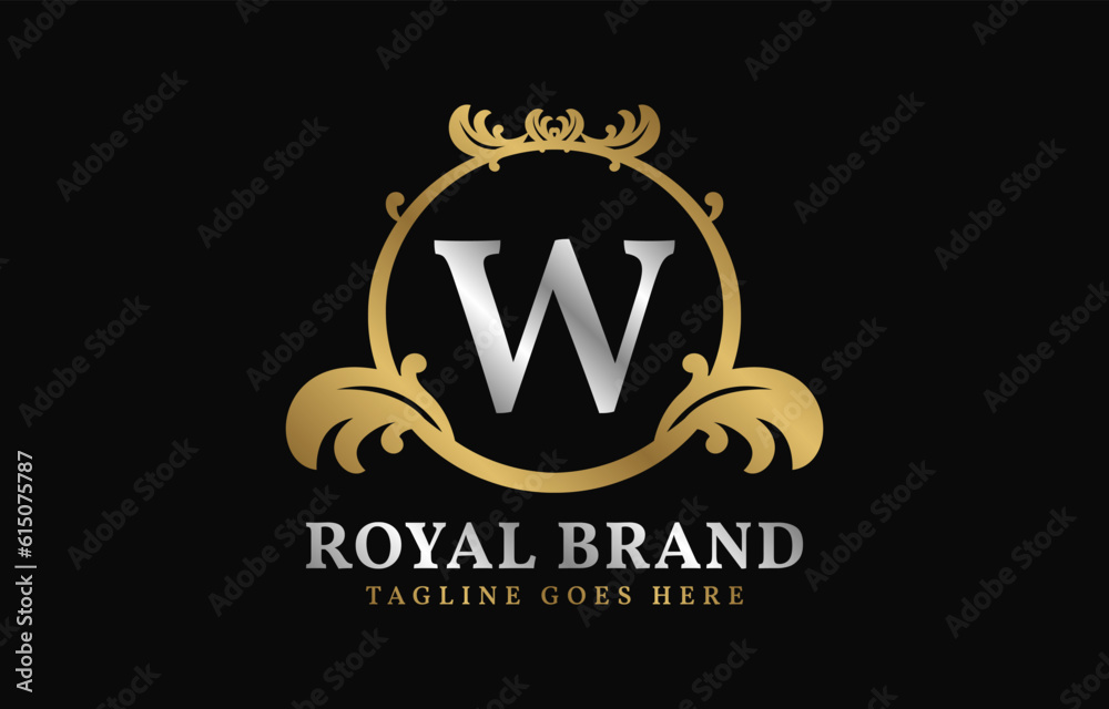 letter W royal brand luxurious circle frame initial vector logo design letter W royal brand luxurious circle frame initial vector logo design