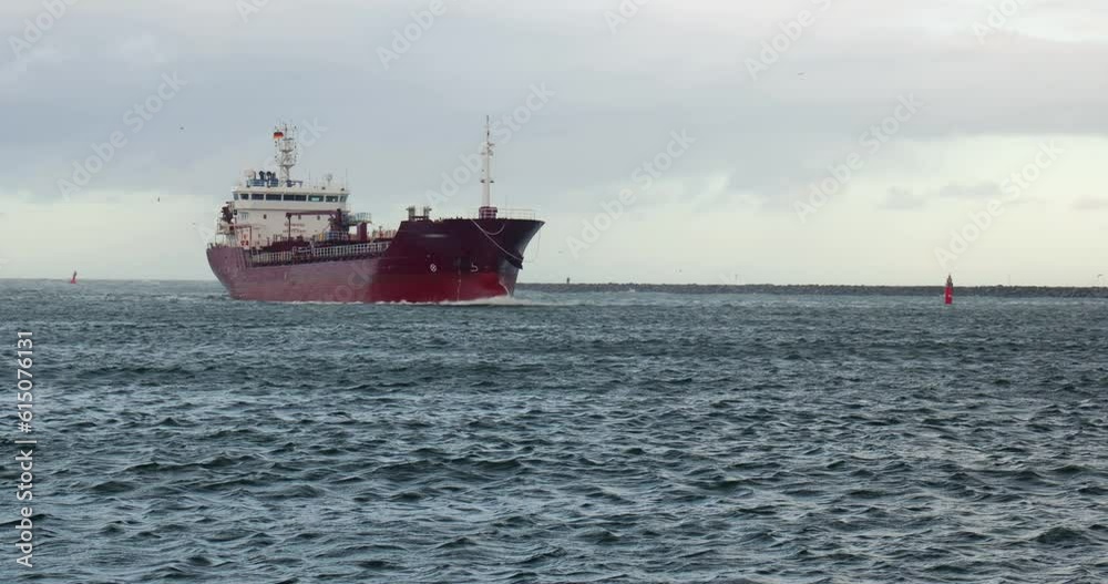 Oil tanker ship arriving at Rostock, Germany Oil tanker ship arriving at Rostock, Germany