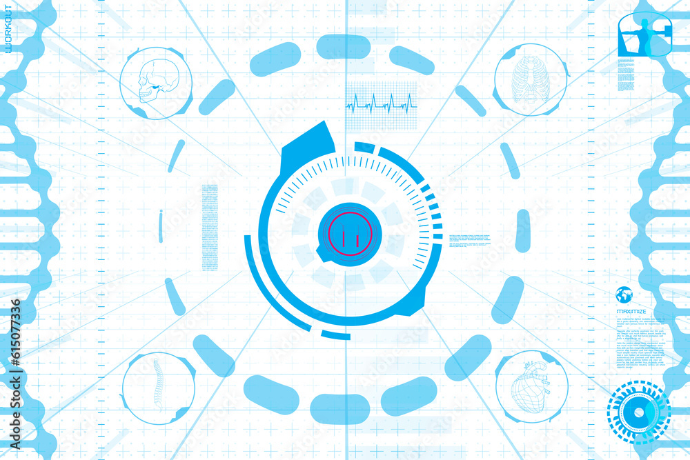 Digital png illustration of blue scope and data processing on transparent background