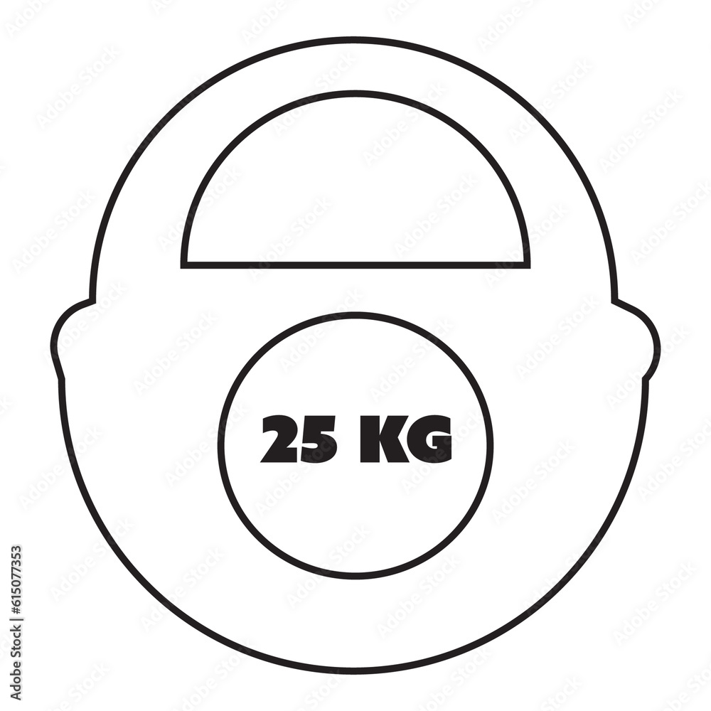 Digital png illustration of 25kg text on black outlined weight on transparent background Digital png illustration of 25kg text on black outlined weight on transparent background