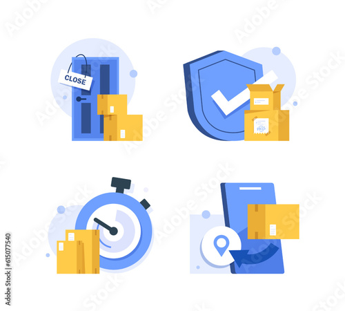 Delivery,Logistics and service. Cardboard box with the parcel,flat design icon vector illustration