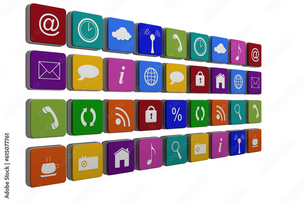 Digital png illustration of rows of digital icons on transparent background Digital png illustration of rows of digital icons on transparent background