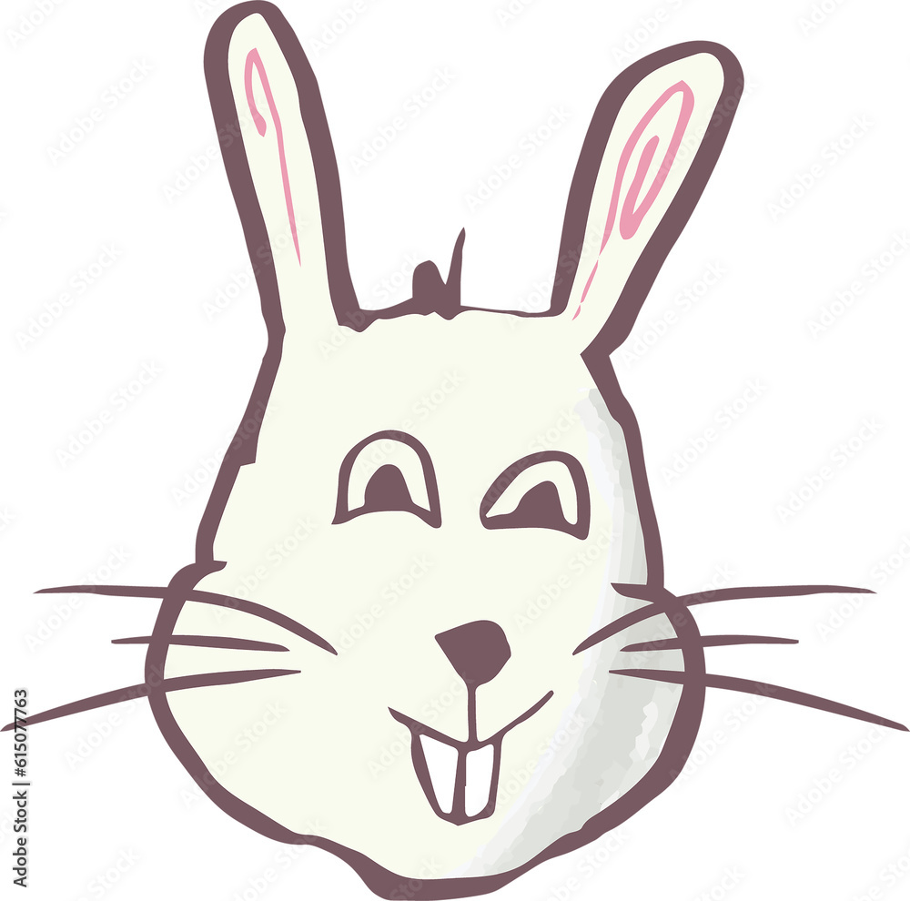 Naklejka premium Digital png illustration of smiling bunny on transparent background