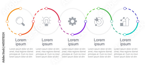 Way to success infographic chart design template. Business solution. Editable infochart with icons. Instructional graphics with 5 step sequence. Visual data presentation. Cairo font used photo