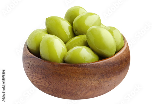 Wallpaper Mural Delicious olives with leaves in a wooden bowl, cut out Torontodigital.ca