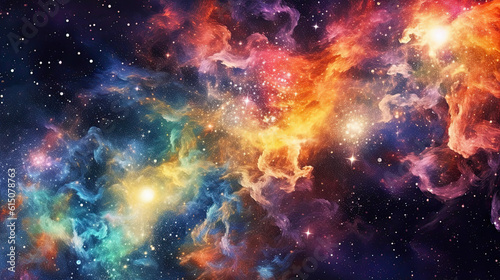 Universe Colorful Nebula Galaxies Space Background Banner  generative ai
