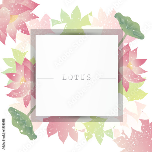 蓮の花のイラスト背景のフレーム