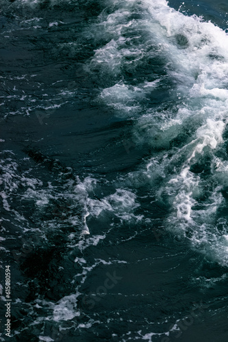 Dark blue ocean waves. Aerial view