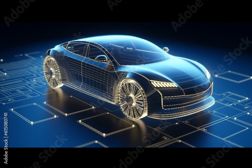 Software for the cars of the future. Self-driving car, Autonomous car, Self-driving car, Robo car. Chips for cars. Generative AI photo